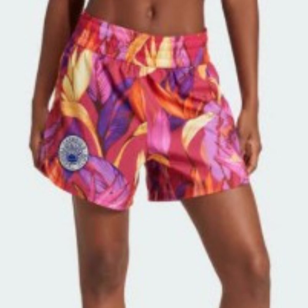 ADIDAS X FARM RIO Training Pacer Shorts in Bold Pink/Spring Yellow Sz MEDIUM - Picture 7 of 7